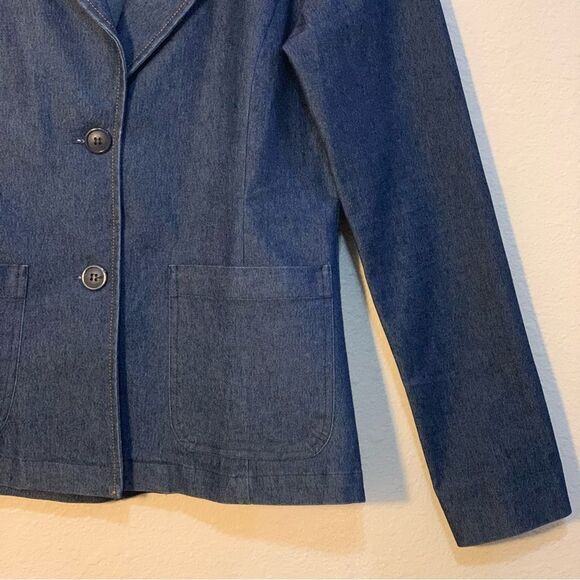 ERIK STEWART Vintage Denim Blazer Women's Sz 2 Dark Blue Two Button Pocket. - Picture 4 of 13